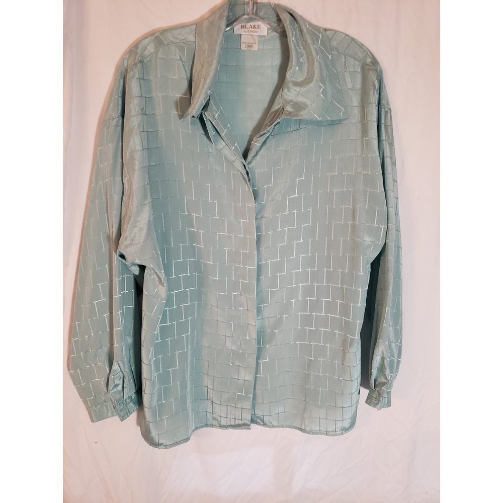 Women's Vintage Blake Long Sleeve Aqua Shirt Size 16